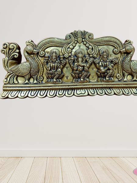 Brass Lakshmi Ganesha Saraswathi Wall Hanging