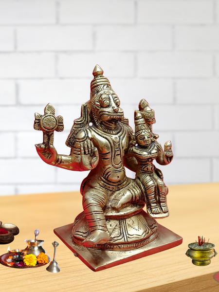 Brass Lakshmi Narasimha Swamy Sitting On Lotus Base