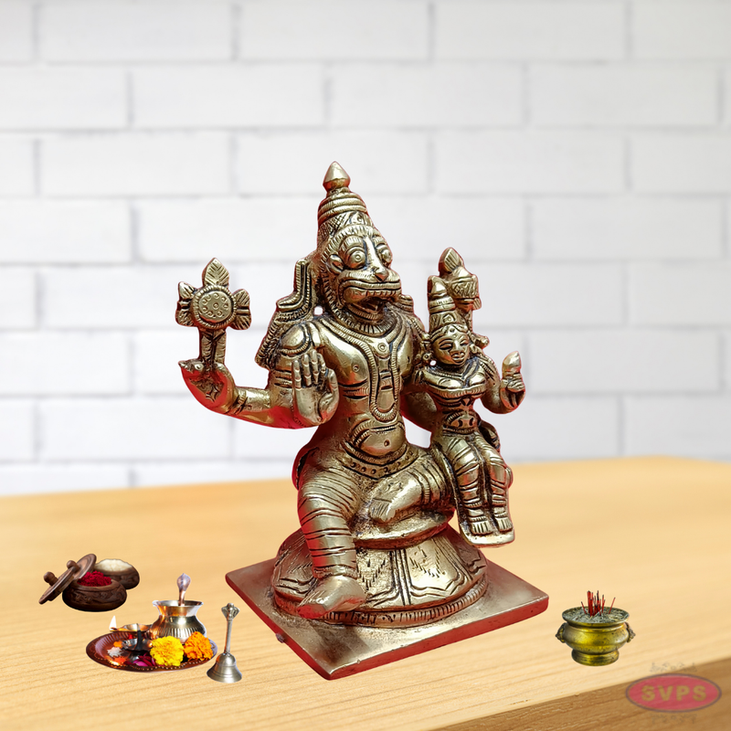 Brass Lakshmi Narasimha Swamy Sitting On Lotus Base