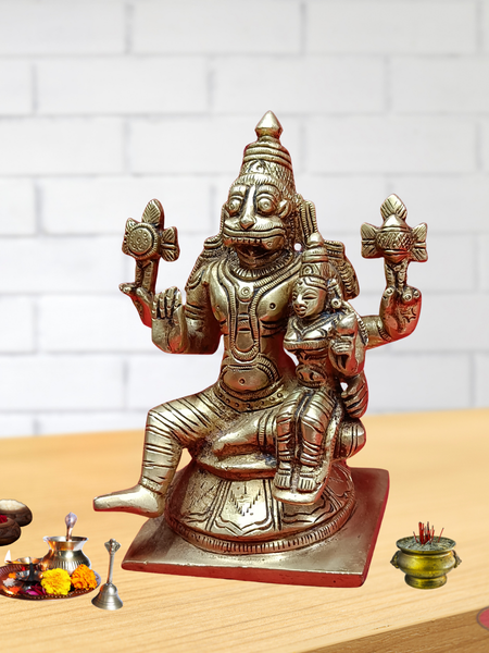 Brass Lakshmi Narasimha Swamy Sitting On Lotus Base