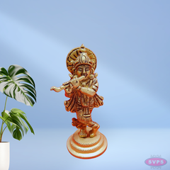 Brass Little Krishna Playing Flute / 10 Inches