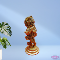 Brass Little Krishna Playing Flute / 10 Inches
