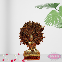 Brass Lord Buddha Seated Under Bodhi Tree /Decorative Showpiece