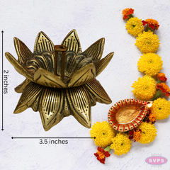 Brass Lotus Diya For Poja And Decor
