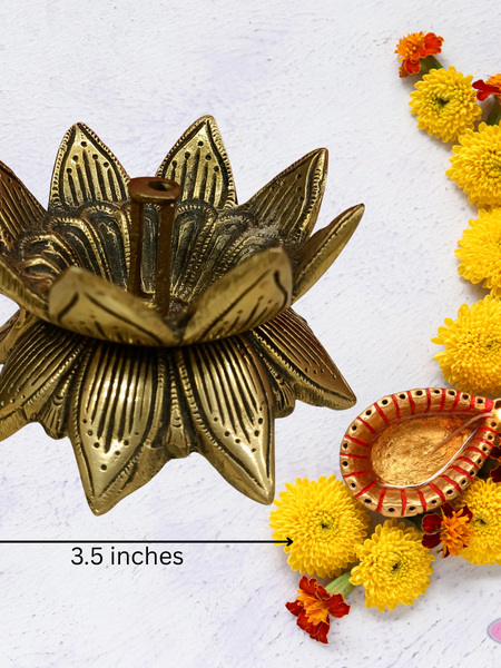 Brass Lotus Diya For Poja And Decor