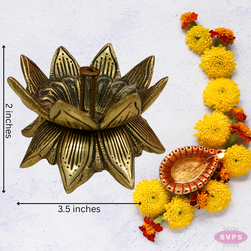 Brass Lotus Diya For Poja And Decor