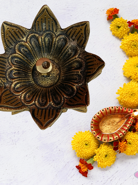 Brass Lotus Diya For Poja And Decor