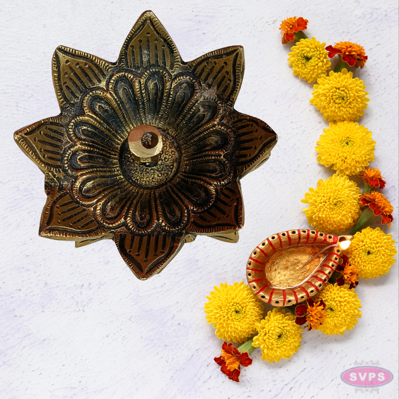 Brass Lotus Diya For Poja And Decor