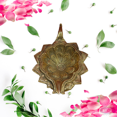 Brass Lotus Shape Diya With Handle