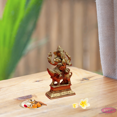 Brass Mushika Vahana Vinayaka Statue / Home Altar