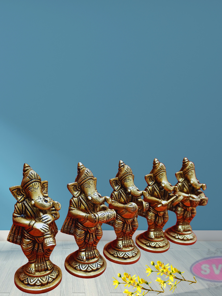 Brass Musical Ganesha idol /Set Of 5