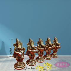 Brass Musical Ganesha idol /Set Of 5