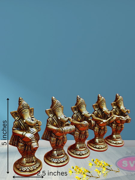 Brass Musical Ganesha idol /Set Of 5