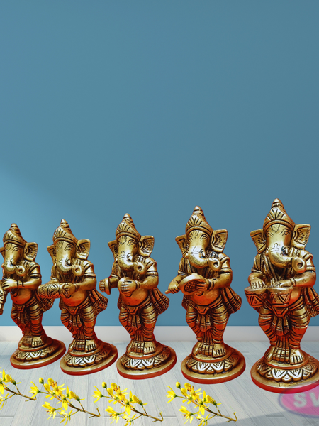 Brass Musical Ganesha idol /Set Of 5