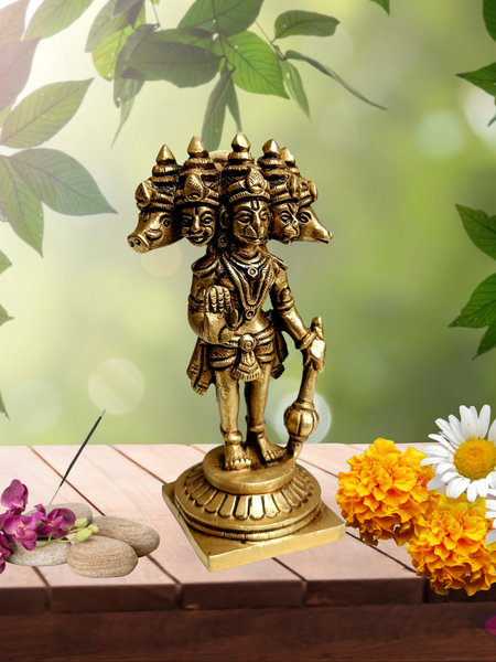 Brass Panchamukhi Hanuman Idol / 4 Inches