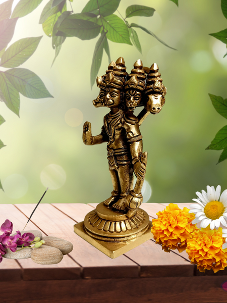 Brass Panchamukhi Hanuman Idol / 4 Inches