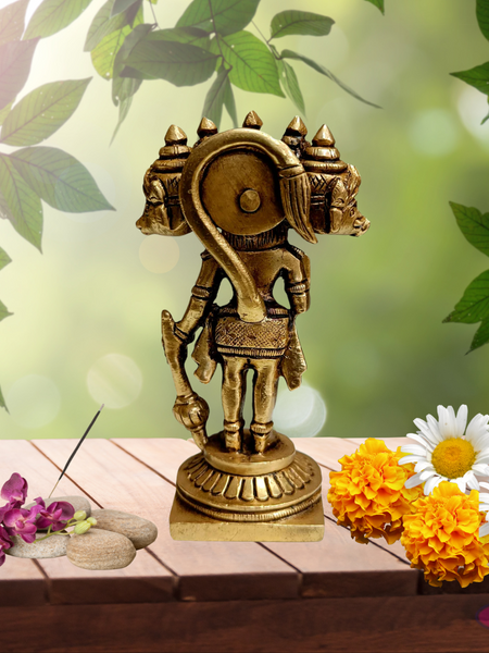 Brass Panchamukhi Hanuman Idol / 4 Inches