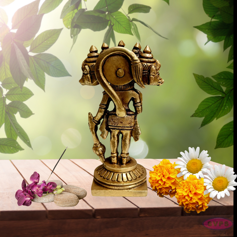 Brass Panchamukhi Hanuman Idol / 4 Inches
