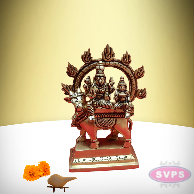 Brass Pradosha Nayagar And Parvati With Prabhai