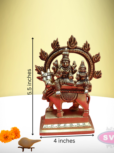Brass Pradosha Nayagar And Parvati With Prabhai