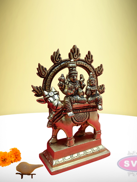 Brass Pradosha Nayagar And Parvati With Prabhai