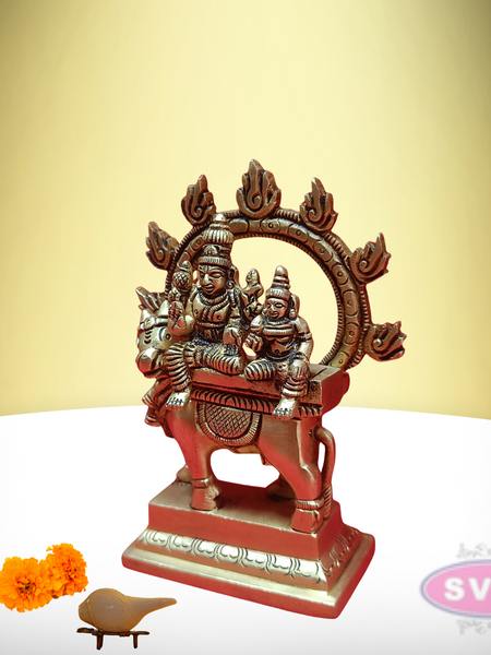 Brass Pradosha Nayagar And Parvati With Prabhai