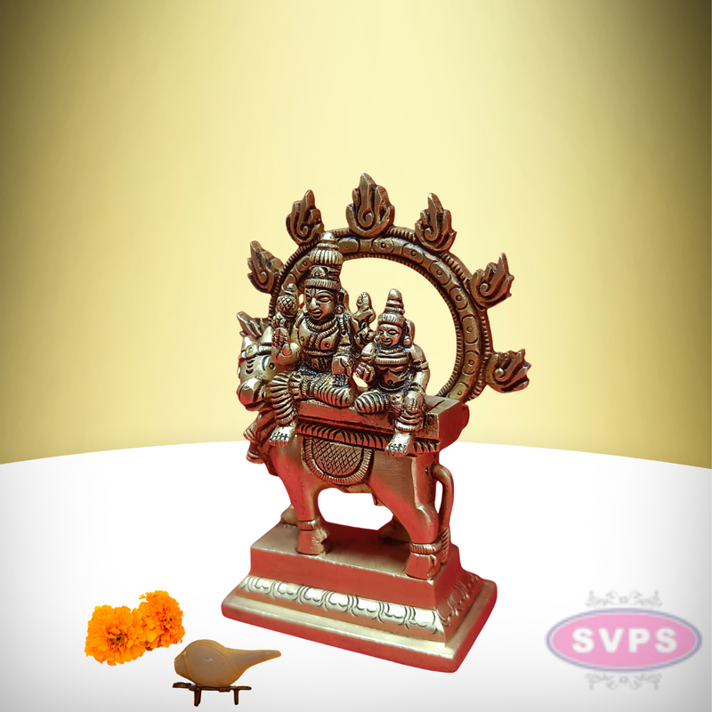 Brass Pradosha Nayagar And Parvati With Prabhai