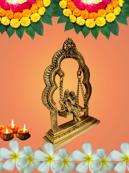 Brass Radha Krishna Swing Jhula / Home Altar/Decor