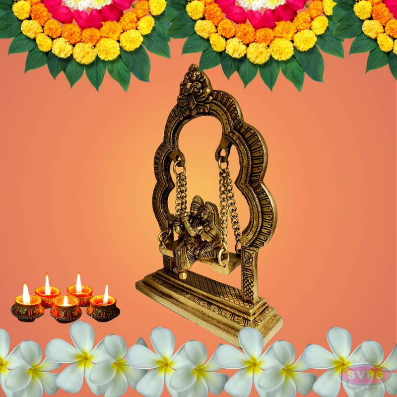 Brass Radha Krishna Swing Jhula / Home Altar/Decor