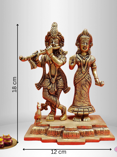 Brass Radha Krishna With Peacock