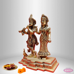 Brass Radha Krishna With Peacock