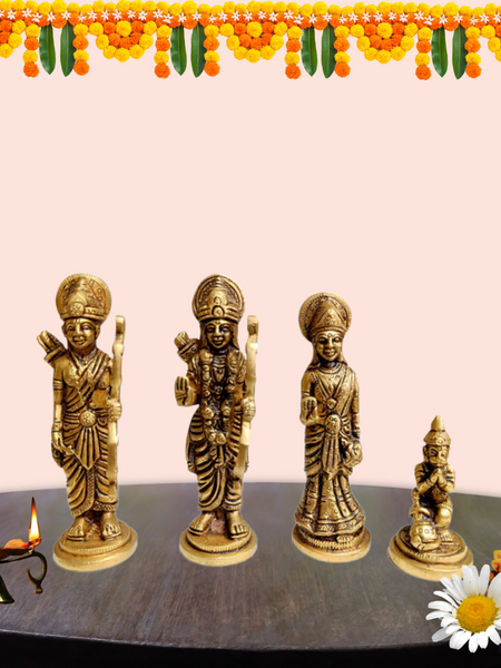 Brass Ram Parivar Idol Set For Home Puja