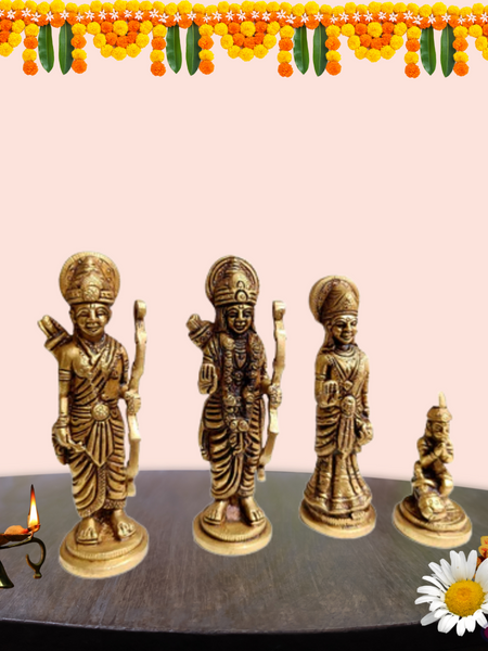 Brass Ram Parivar Idol Set For Home Puja