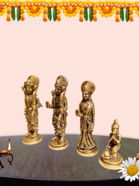 Brass Ram Parivar Idol Set For Home Puja