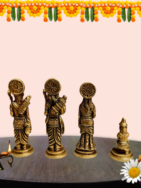 Brass Ram Parivar Idol Set For Home Puja
