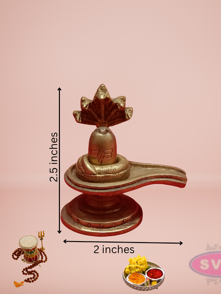 Brass Shiva Lingam With 5 Head Snake / Home Temple