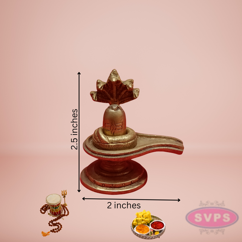Brass Shiva Lingam With 5 Head Snake / Home Temple