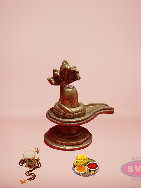 Brass Shiva Lingam With 5 Head Snake / Home Temple