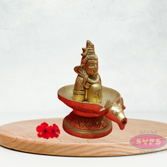 Brass Shiva Lingam With Nandhi Abisheka Stand