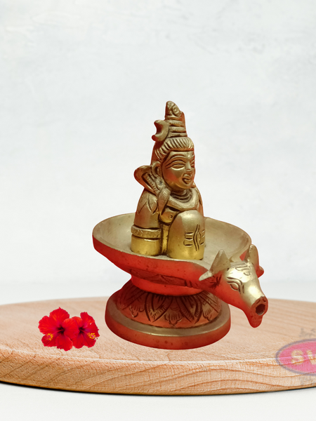 Brass Shiva Lingam With Nandhi Abisheka Stand