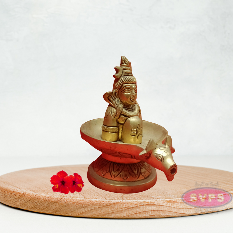 Brass Shiva Lingam With Nandhi Abisheka Stand