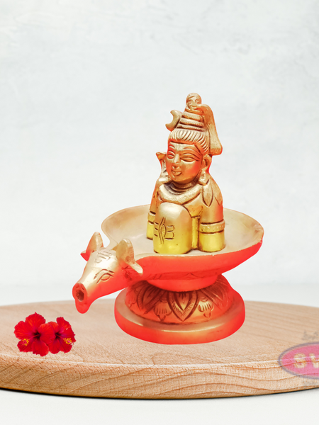 Brass Shiva Lingam With Nandhi Abisheka Stand