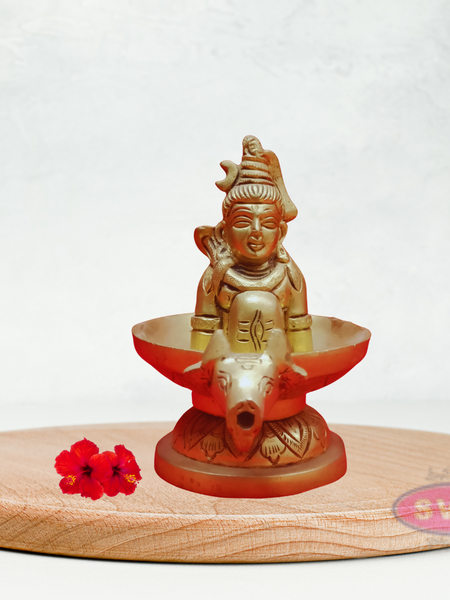 Brass Shiva Lingam With Nandhi Abisheka Stand