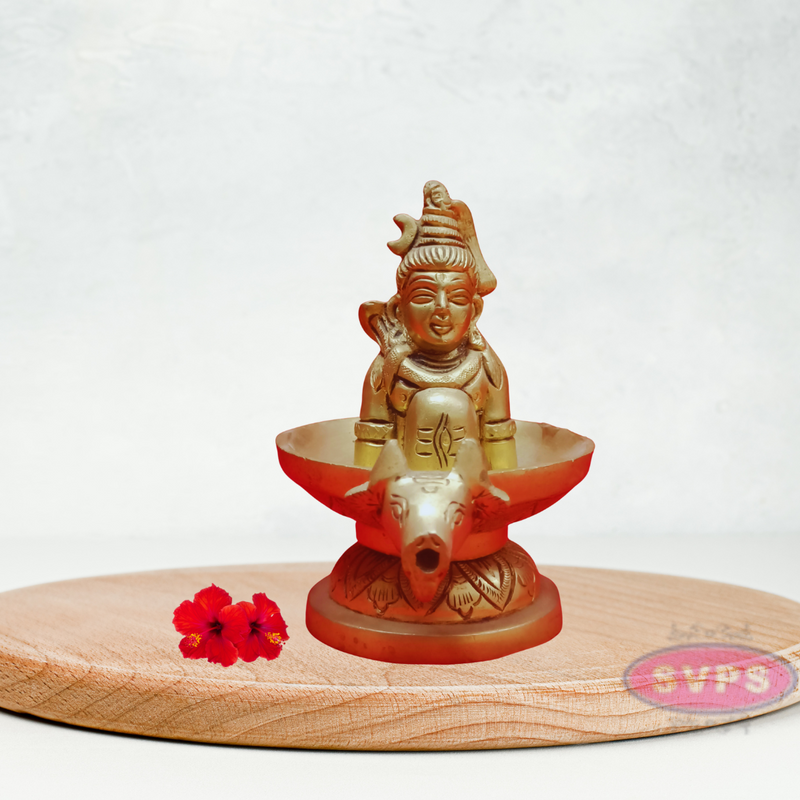 Brass Shiva Lingam With Nandhi Abisheka Stand