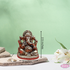 Brass Sitting Ganesha Idol - 2.5 inches
