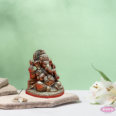Brass Sitting Ganesha Idol - 2.5 inches