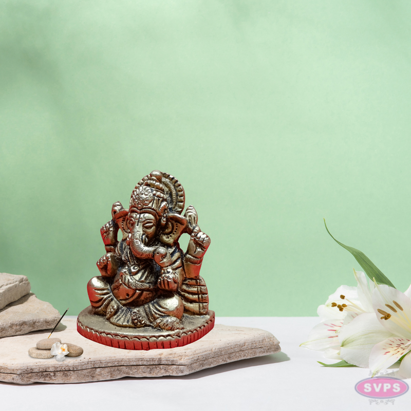Brass Sitting Ganesha Idol - 2.5 inches