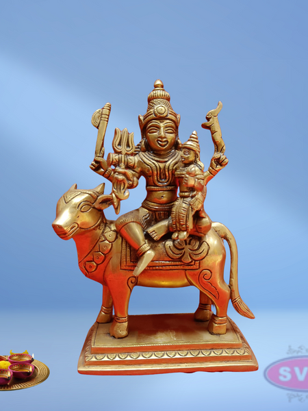 Brass Sivan Parvathi Seated On Nandi