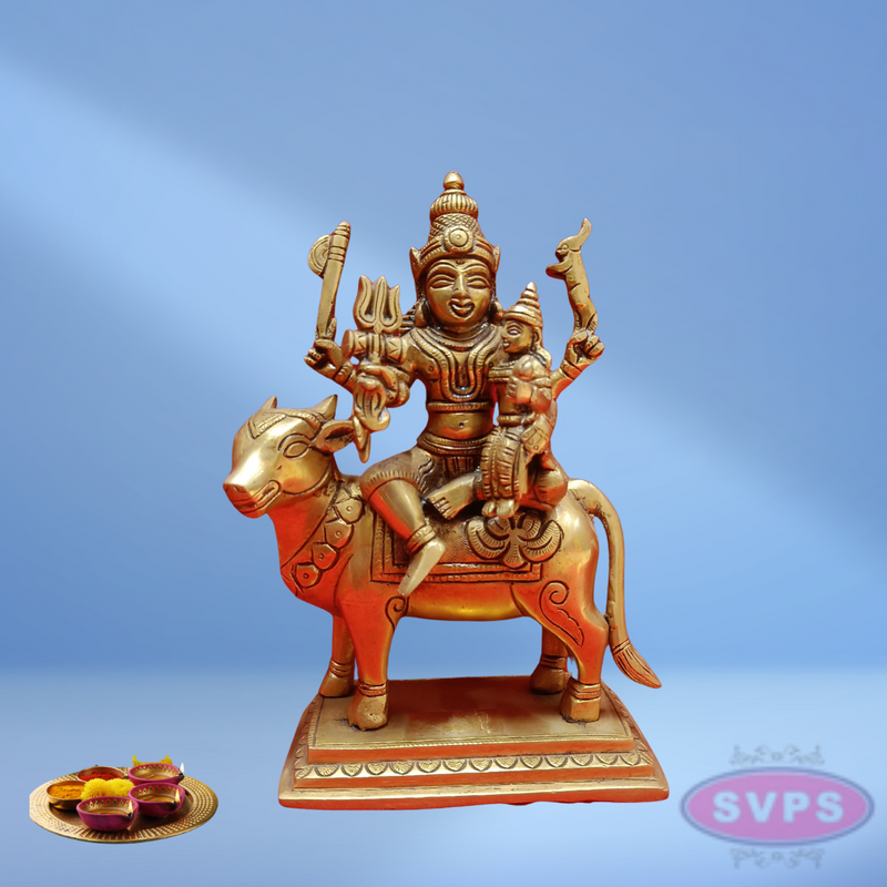 Brass Sivan Parvathi Seated On Nandi