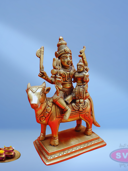 Brass Sivan Parvathi Seated On Nandi